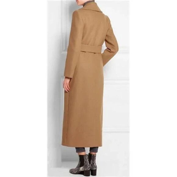 New Elegant Coat Belt for Women Camel Long Wool Belted Coat - Picture 3 of 6